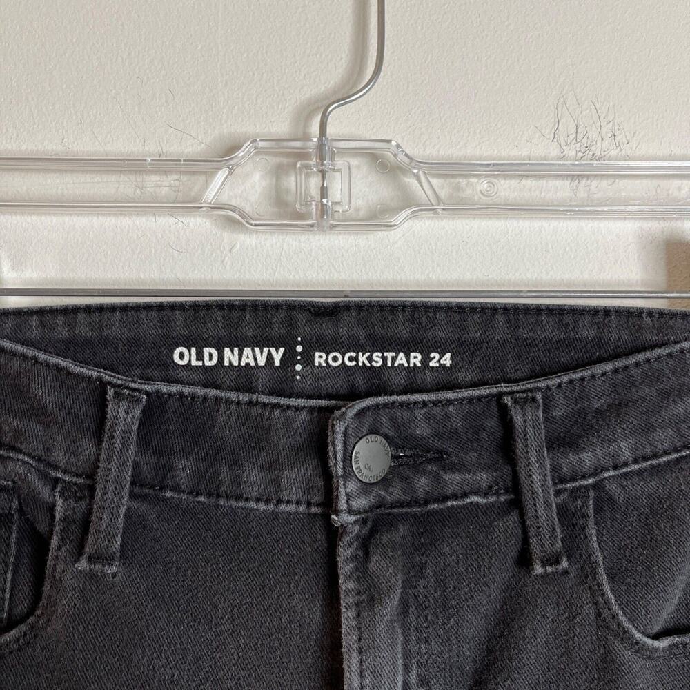 Old Navy Women's Rockstar Jegging Jeans Size 24 Black Skinny Raw Hem Stretch - Picture 5 of 6